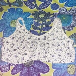 Comfort Choice 50G Leisure Bra White with Blue Flowers EUC Worn Twice